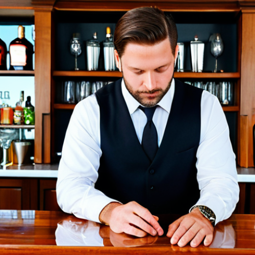 Craft Cocktail Creation**

"A professional bartender, fully clothed in appropriate bar attire, carefully crafting a complex cocktail behind a well-stocked bar. Focus on the intricate details: the pouring of liquids, the garnishing, and the overall artistic presentation. The background should be a warm and inviting bar setting. Perfect anatomy, correct proportions, well-formed hands, natural pose, safe for work, appropriate content, professional, family-friendly."

**