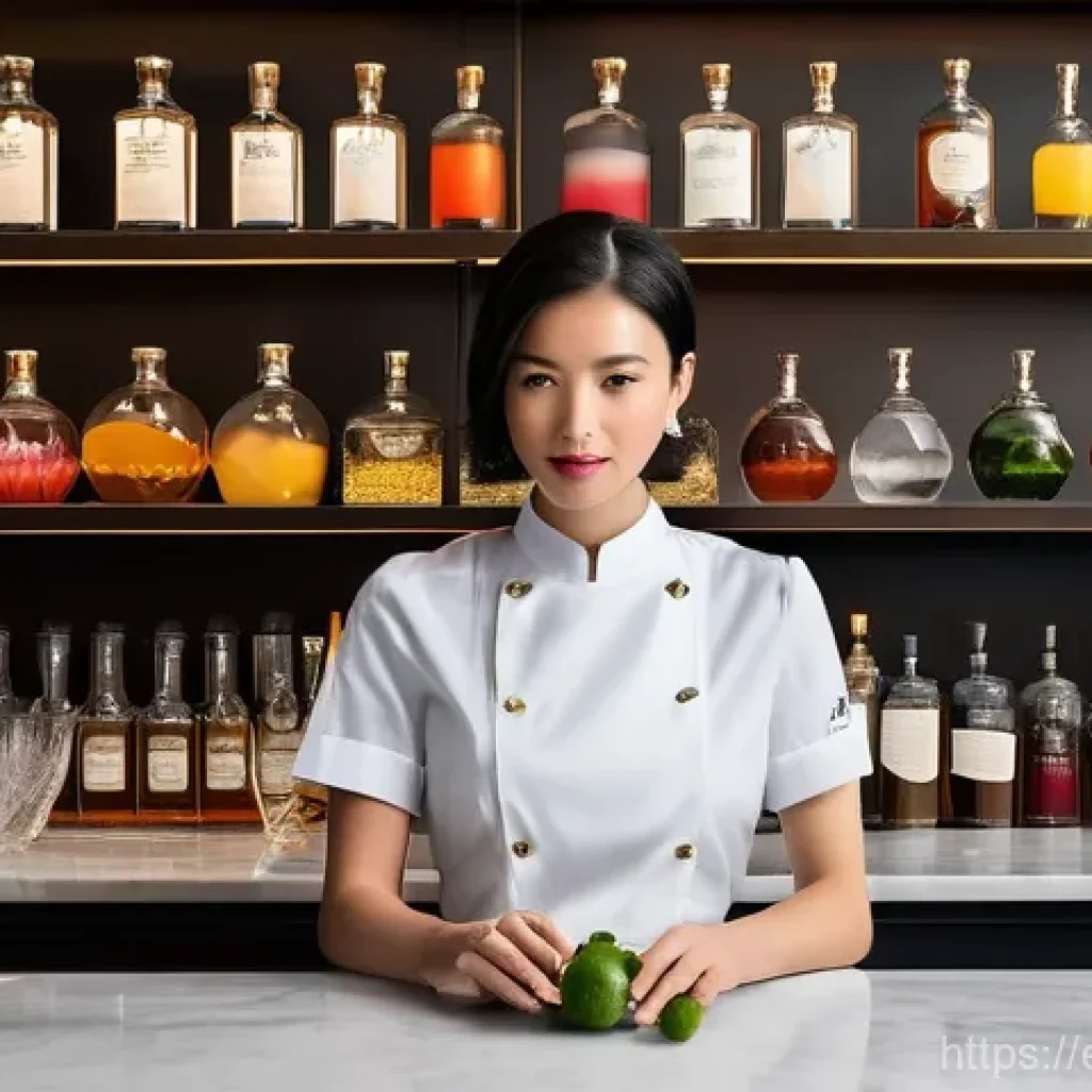 바텐더 실무 교육 트렌드 - **Prompt Title: "Precision Mixology: The Science of Flavor"**
    A highly skilled, focused female b...