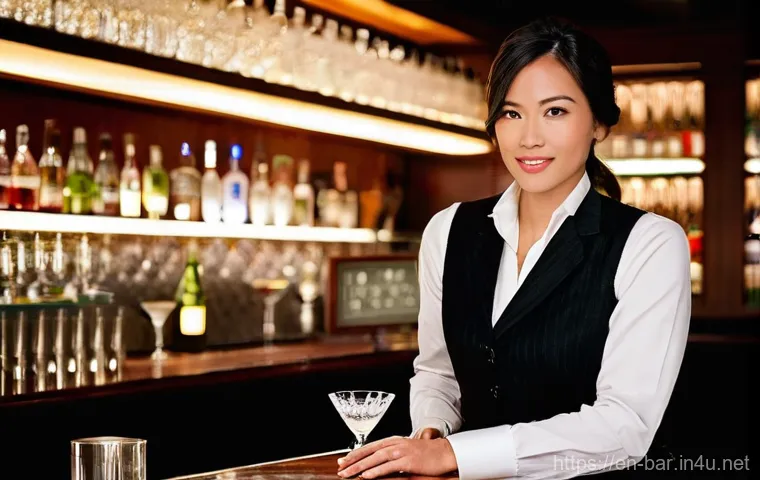 바텐더 해외 취업 방법 - **Prompt:** A highly skilled and charismatic male bartender, appearing to be in his late 20s, wearin...