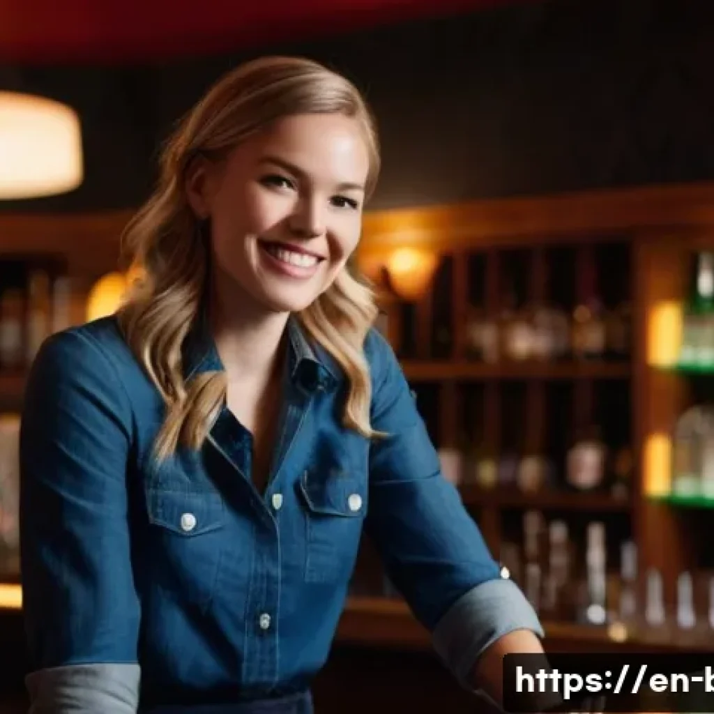 바텐더 직업의 성장 가능성 - **Prompt:** A brightly lit, modern bar scene. A female bartender in her late 20s with a friendly smi...