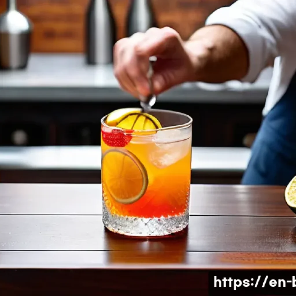 바텐더 칵테일 제조 기본 규칙 - A sophisticated home bar scene featuring a bartender precisely measuring cocktail ingredients using ...